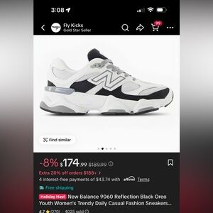 New Balance 9060 OREO 6.5y or 8 women’s